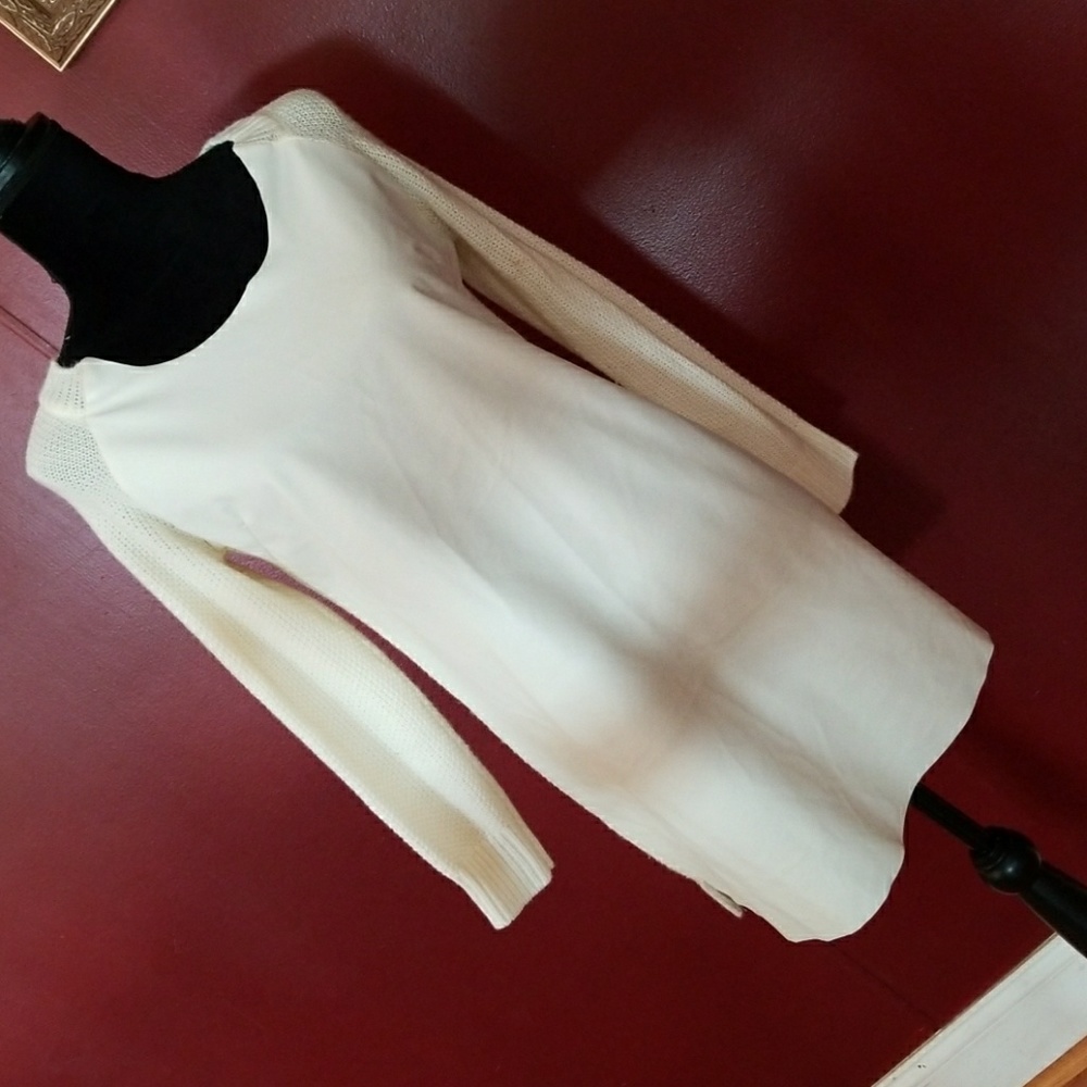 Faux leather tunic sweater